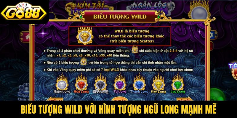 Biểu tượng Wild với hình tượng ngũ long mạnh mẽ